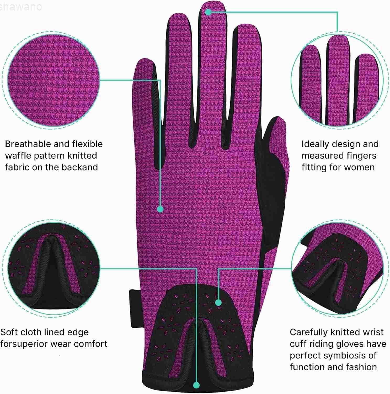 Women Horse Riding Gloves Winter Equestrian Horseback Gloves Lady Youth Girl Outdoor Star Pattern Mitts Perfect for Biking Cycling GardeningW250911