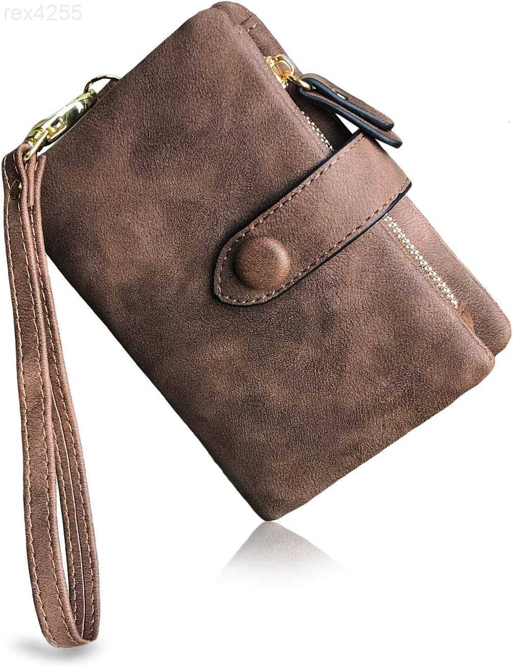 Womens Small Bifold Leather Wallets RFID Ladies Wristlet with Card Slots id Window Zipper Coin PurseW250911
