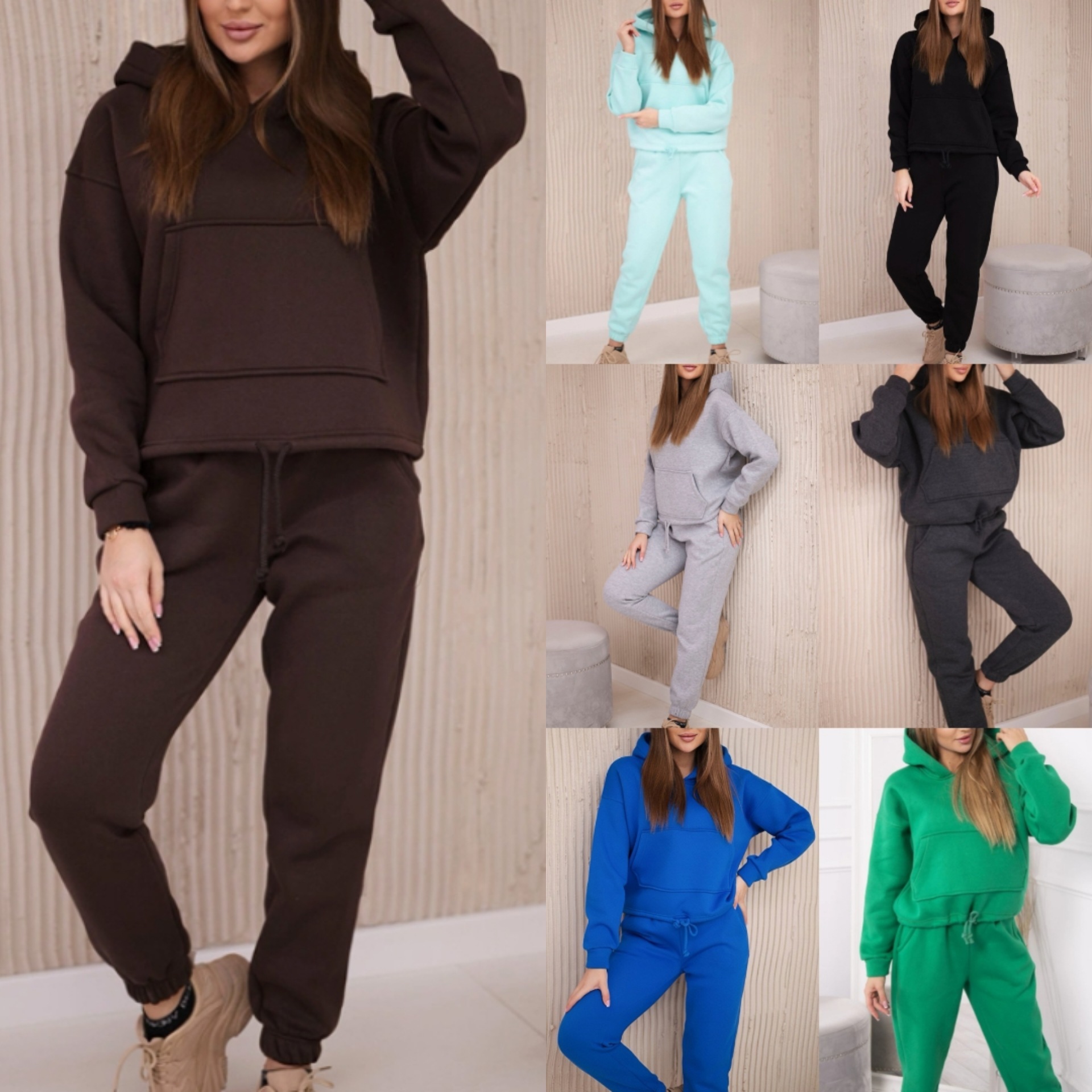 2025 autumn and winter hot selling European and American women's long sleeved top loose sports casual two-piece set autumn and winter new designe