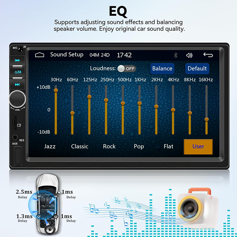 Car Radio Bluetooth 2 Din Carplay Handsfree RDS Mirror Link Stereo HD MP5 Player USB TF Android Auto Touch Screen Auto Audio