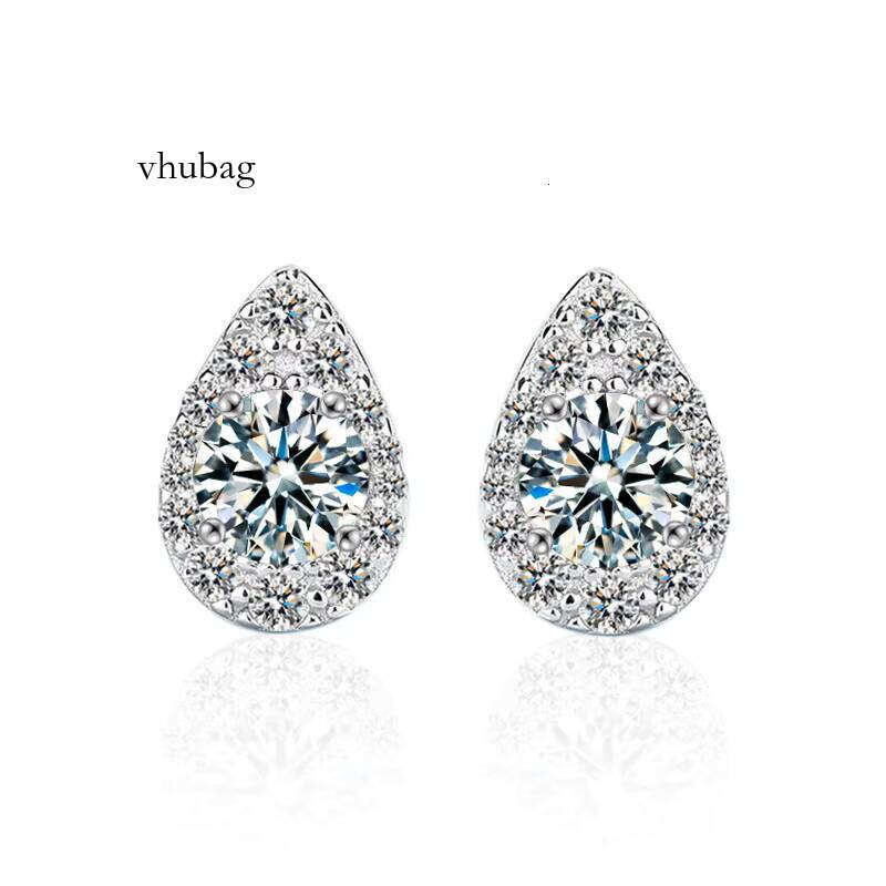 Sterling Sier Water Drop Ear Studs Elegant 50 Points D Color Moissanite Earrings High-End Simple Design for Wholesale