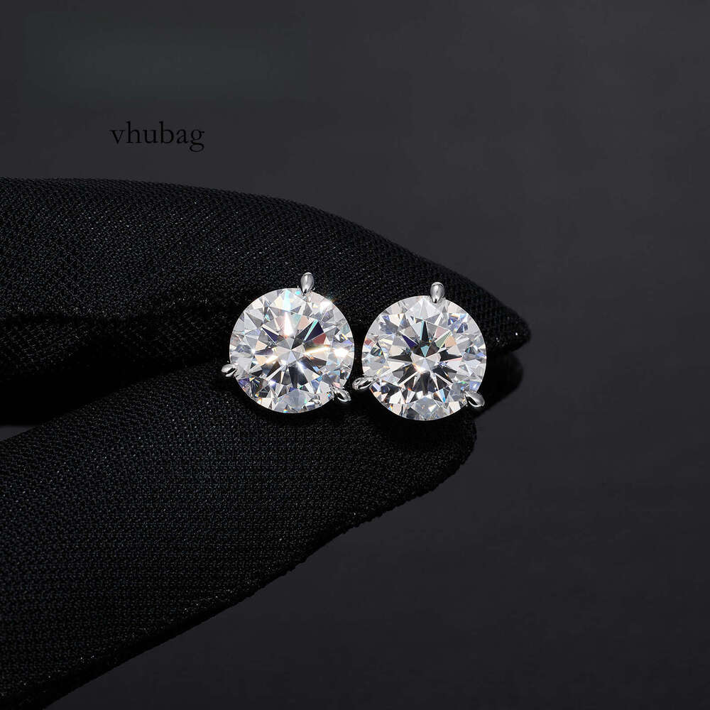 5CT Moissanite Pass Dia Tester Hip Hop Style Iced Earring for Men and Women S Three Claw Stud Earrings