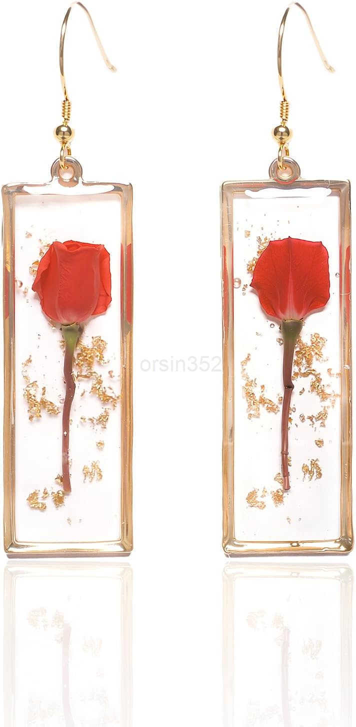 925 Sterling Silver Handmade Pressed Flower Earrings Elegant Hypoallergenic Dangle Jewelry Eternal Gift with BoxesW250911