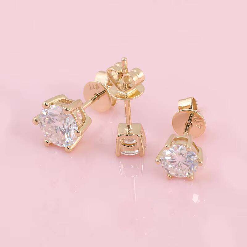 Drop Ship Sier/10k/14k/ Gold 0.5ct Moissanite and Lab Dia Fine Stud Earrings Jewelry Women