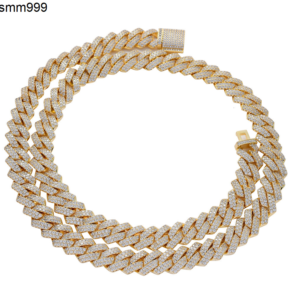 Wholesale Customized 14K 18K Gold Plated Link Chain CZ Zircon Silver Hiphop Mens Bracelet Necklace Cuban Link Style Brass