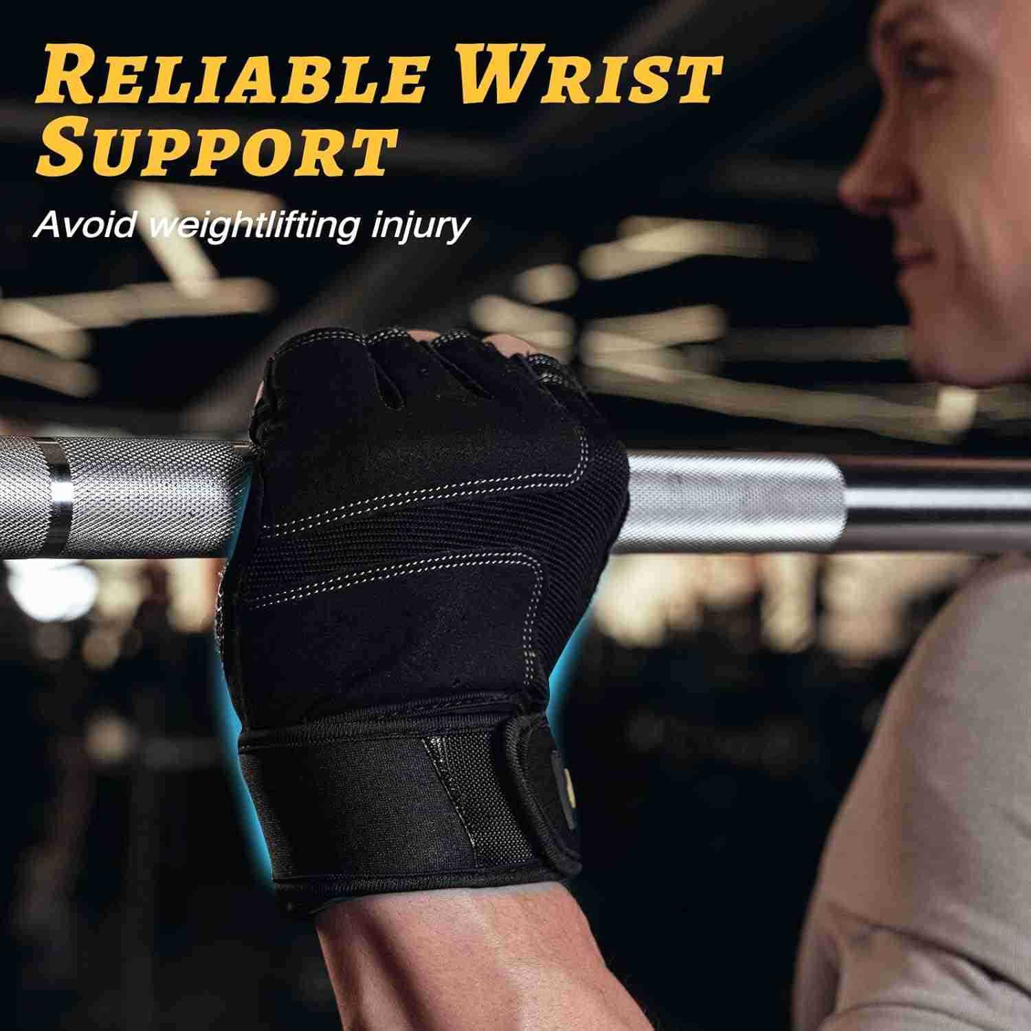 Workout Gloves with Wrist Wrap Support for Women Men Weight Lifting Gloves Fingerless Gym Gloves for Cycling Training PushupW250911
