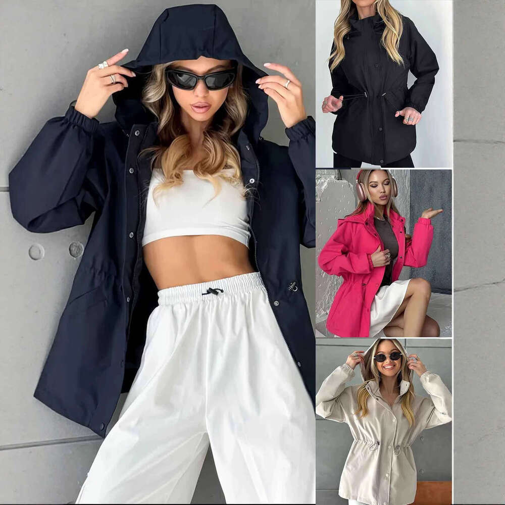 Women's Autumn New Waterproof Jacket Slim Fit Trench Coat Windproof Parka