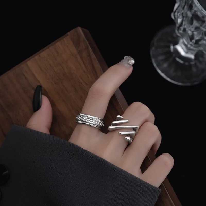 925 Silver Open Finger Ring Punk Lines Geometric Openwork Simple Stackable For Women Girl Jewelry Gift Dropship Wholesale W250911