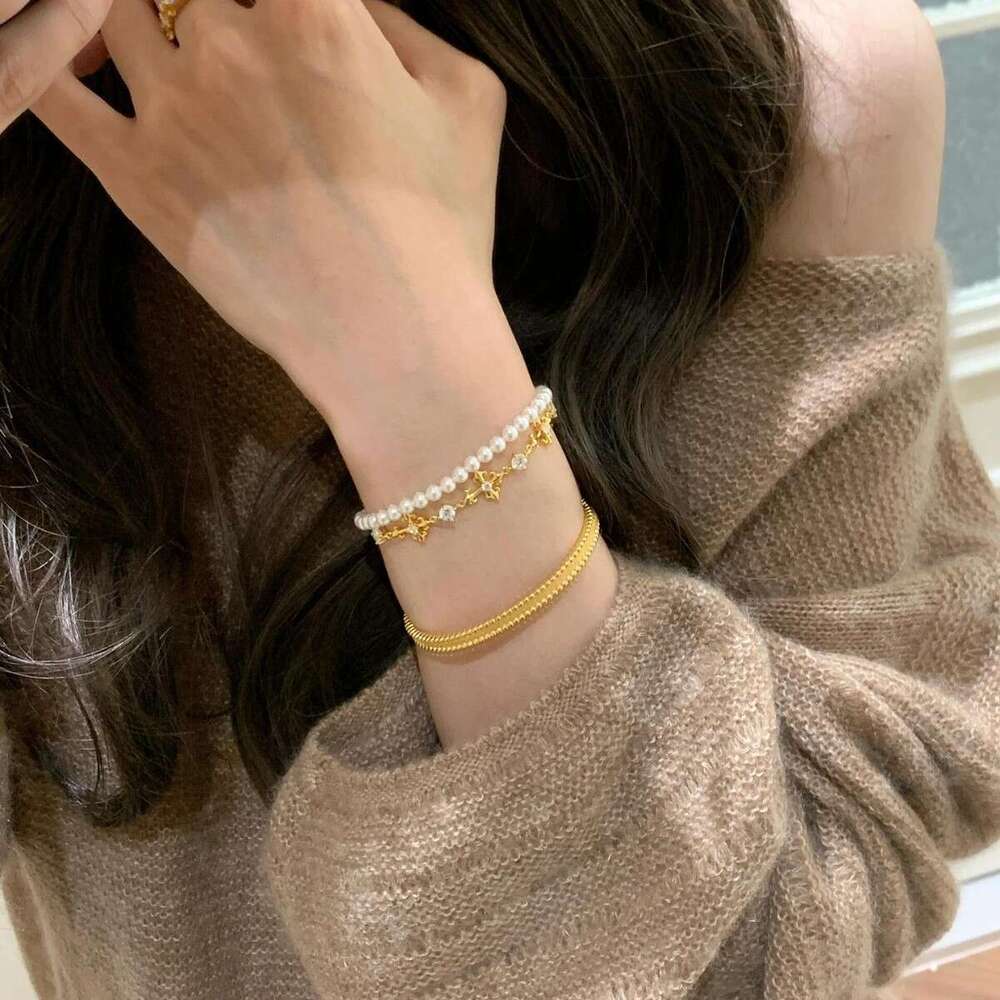 French Style Brushed Bead Edge Bracelet for Women, Exquisite and High-End Feel, Unique Niche Design Jewelry