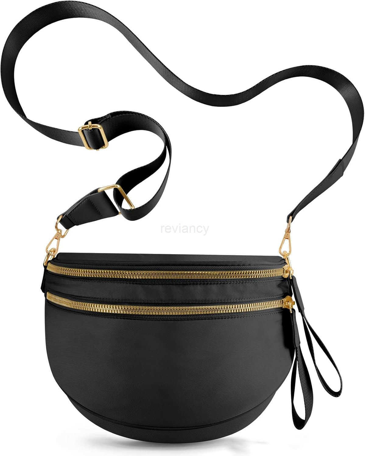 Crossbody Bags for Women Large Nylon Bum Bags Plus Size Fanny Pack Sling Bag Belt Bag for Women Travel Pure BlackW250911