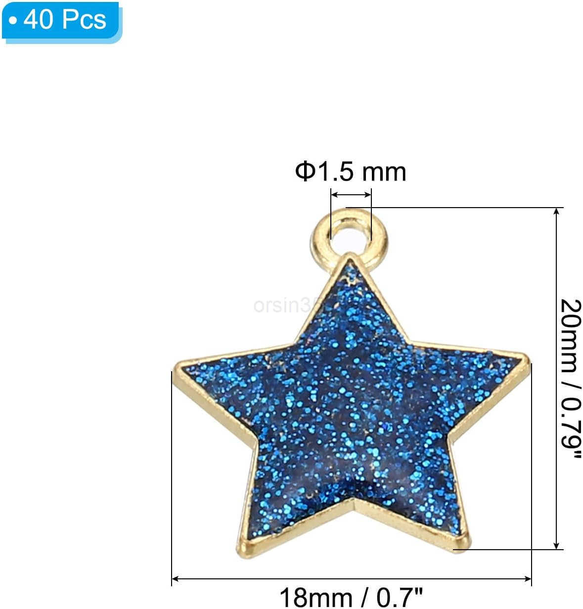 40pcs Star Charm Pentagram Charm Pendants Small Bulk Resin Glitters for Jewelry Making s EarringsW250911