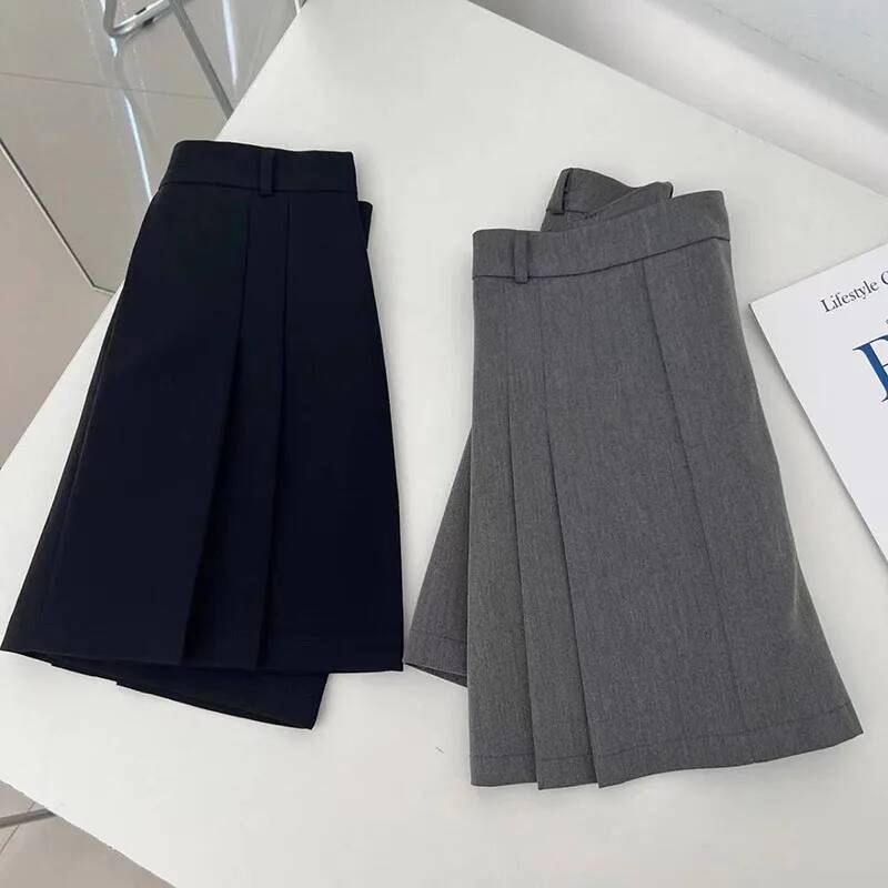 Lucyever Preppy Style A-Line Skirt for Women Summer New High Waist Black Gray Pleated Female Casual Student Mini Skirts dongdumaoyi