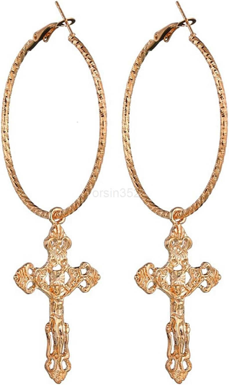 Vintage Gothic Cross Dangle Hoop Earrings Cross with Hoop Charm Tassel Dangle Drop Earrings Christian Jewelry for WomenW250911