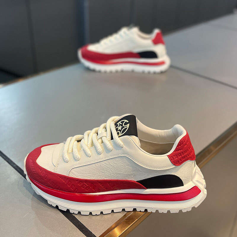 Men's Spring and Autumn New Fashion Thick-Soled Leather Dad 2025 Trend Soft-Soled Height-Increasing Comfortable Sports Casual Shoes