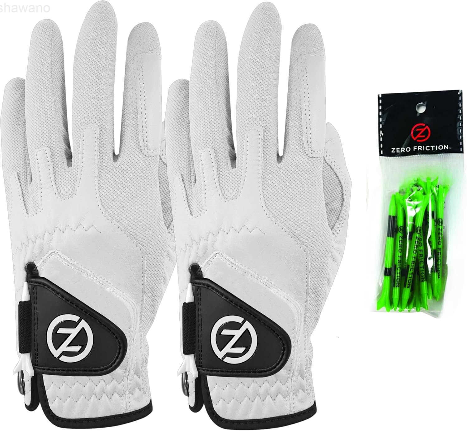 Friction Mens Cabretta Elite Golf Gloves Universal Fit One Size Pack of 2 with Pack of Golf TeesW250911
