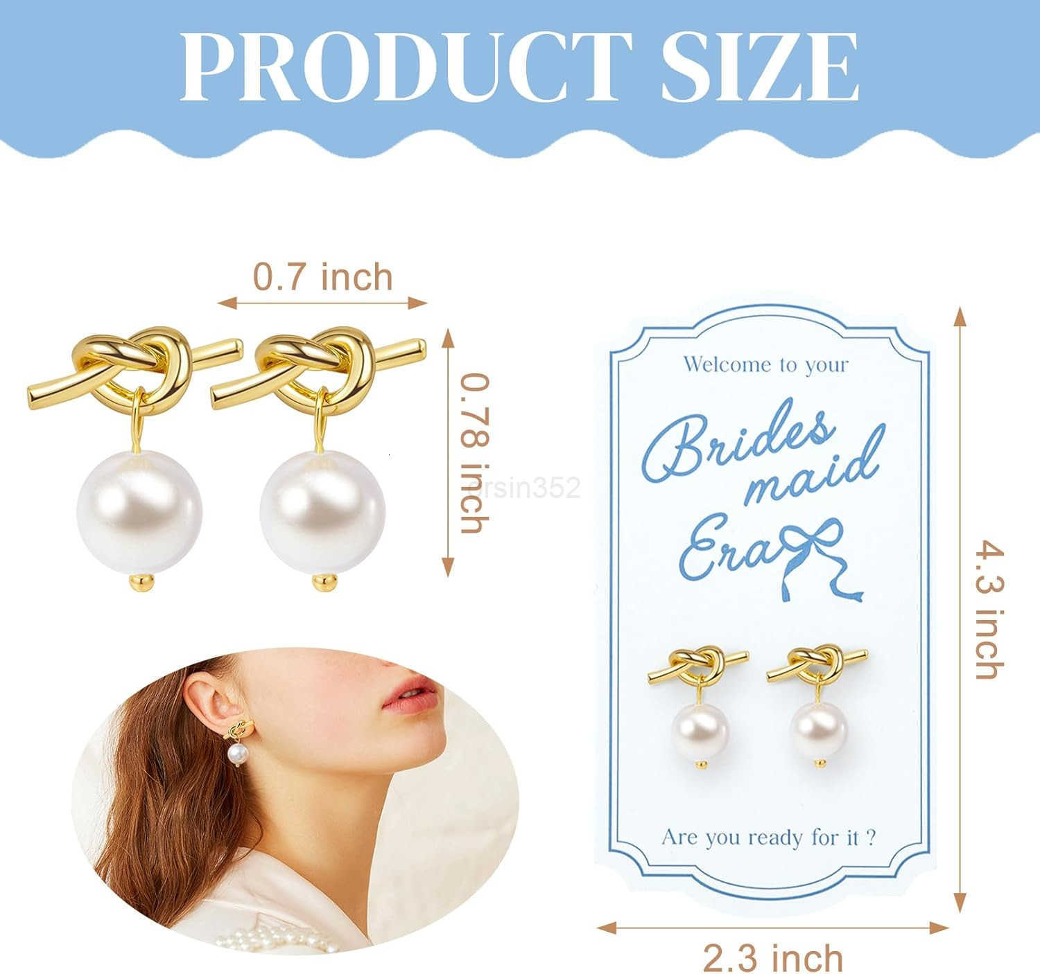 Pearl Knot Bridesmaid Earrings Gold Proposal Box Gifts with Card Bridesmaid Jewelry Bachelorette Bridal Party Wedding FavorsW250911