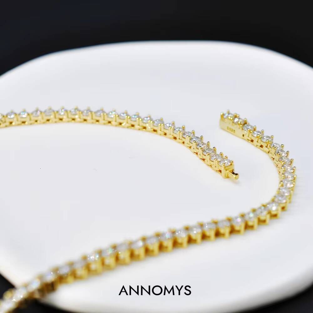 18K Gold Plated Moissanite Tennis Necklace Dazzling Diamond Cut Chain Luxury Gift Jewelry for Women