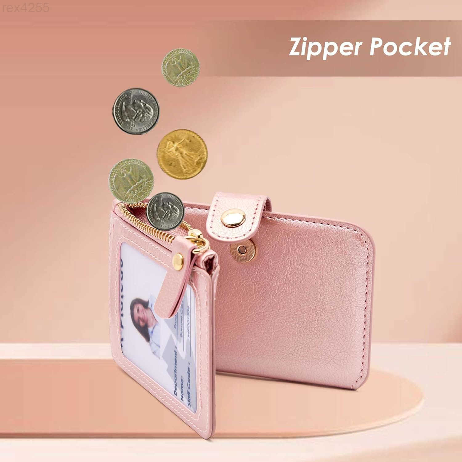 Keychain wallet Rfid Blocking Credit Card Holder Leather Zipper Card Case for WomenW250910