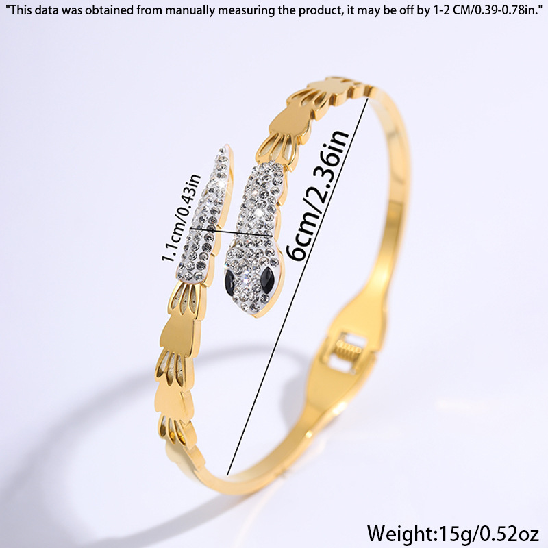 Fashionable No-Fade Gold Plated Serpent Accented Jewelry Accessory Stylish Womens Wrist Ornament Women's Designer Snake Ring Bangle Christmas Gif