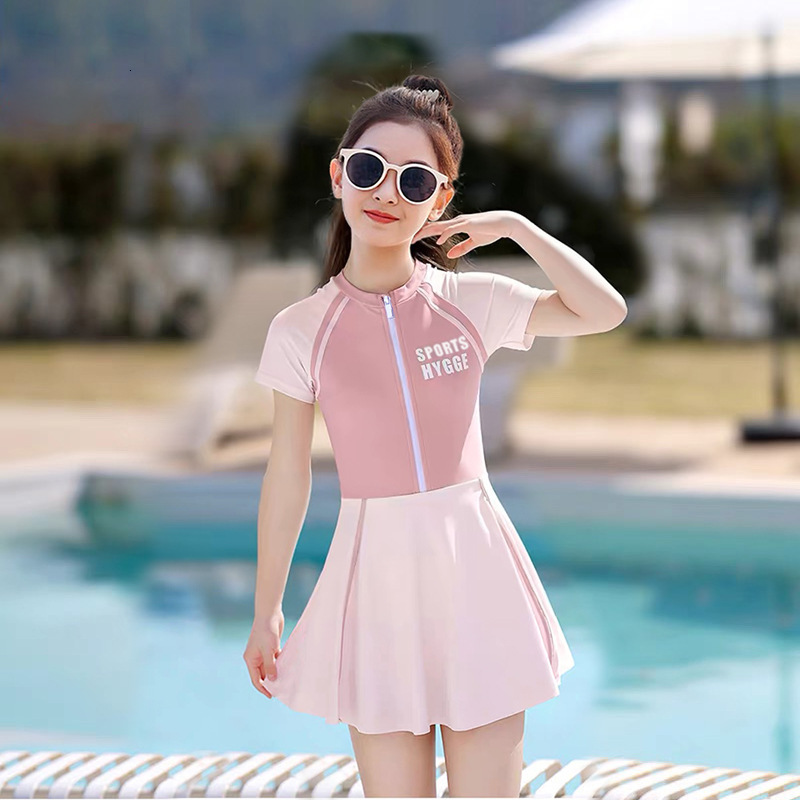 Children's Summer One-Piece Skirt Style Swimwear 2023 New Quick-Dry Sun-Proof Girls' Swimsuit
