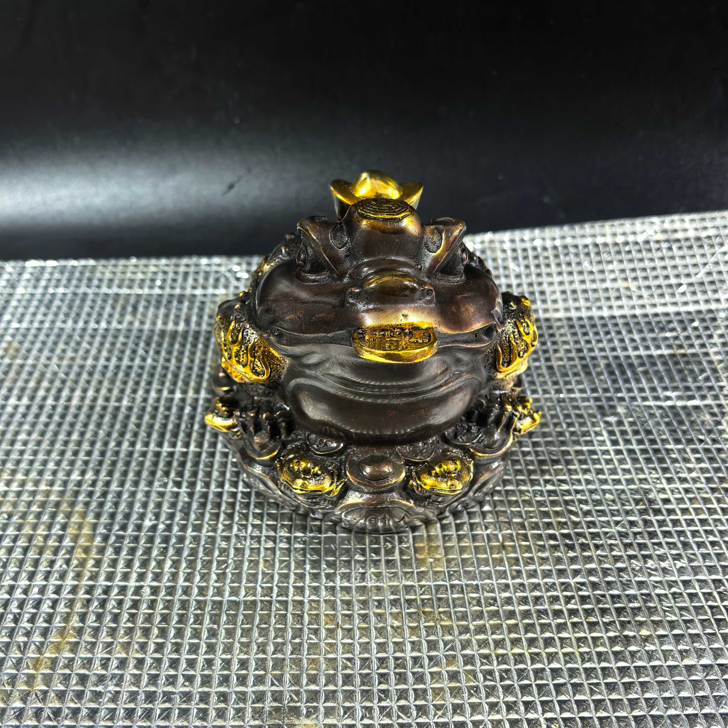 Antique Lucky Bronze Collection Ingot Ornaments Golden Toad Gift Cashier Shop Opening Living Room Three-legged Toad