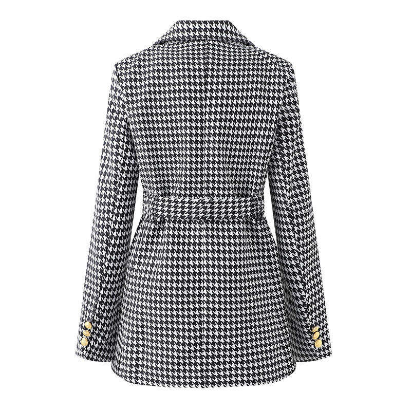 2025 New Spring Women Design Sense Long Sleeve Belted Suit Dress Office Lady Elegant Long Coat High-end Temperament Short Dress