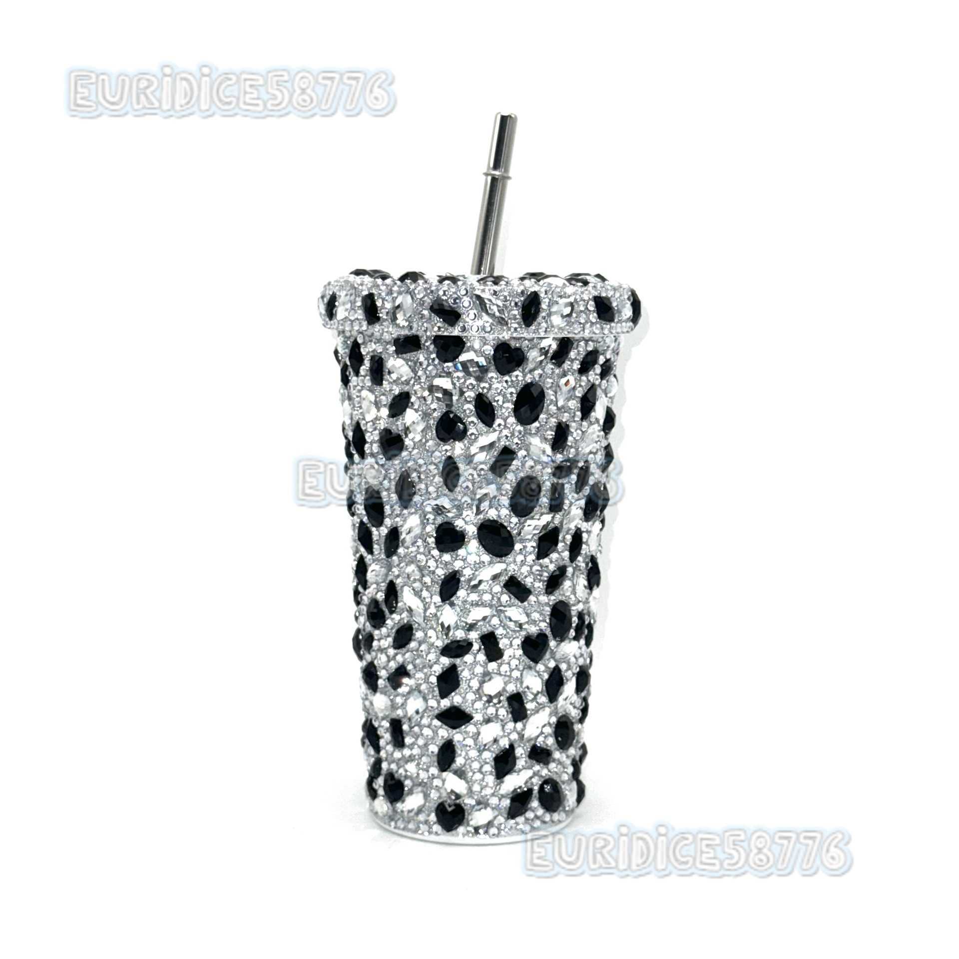 New Large Diamond Insulated Water Cup Doublelayer Straw Cup Beverage Cup Drinking Cup H250911