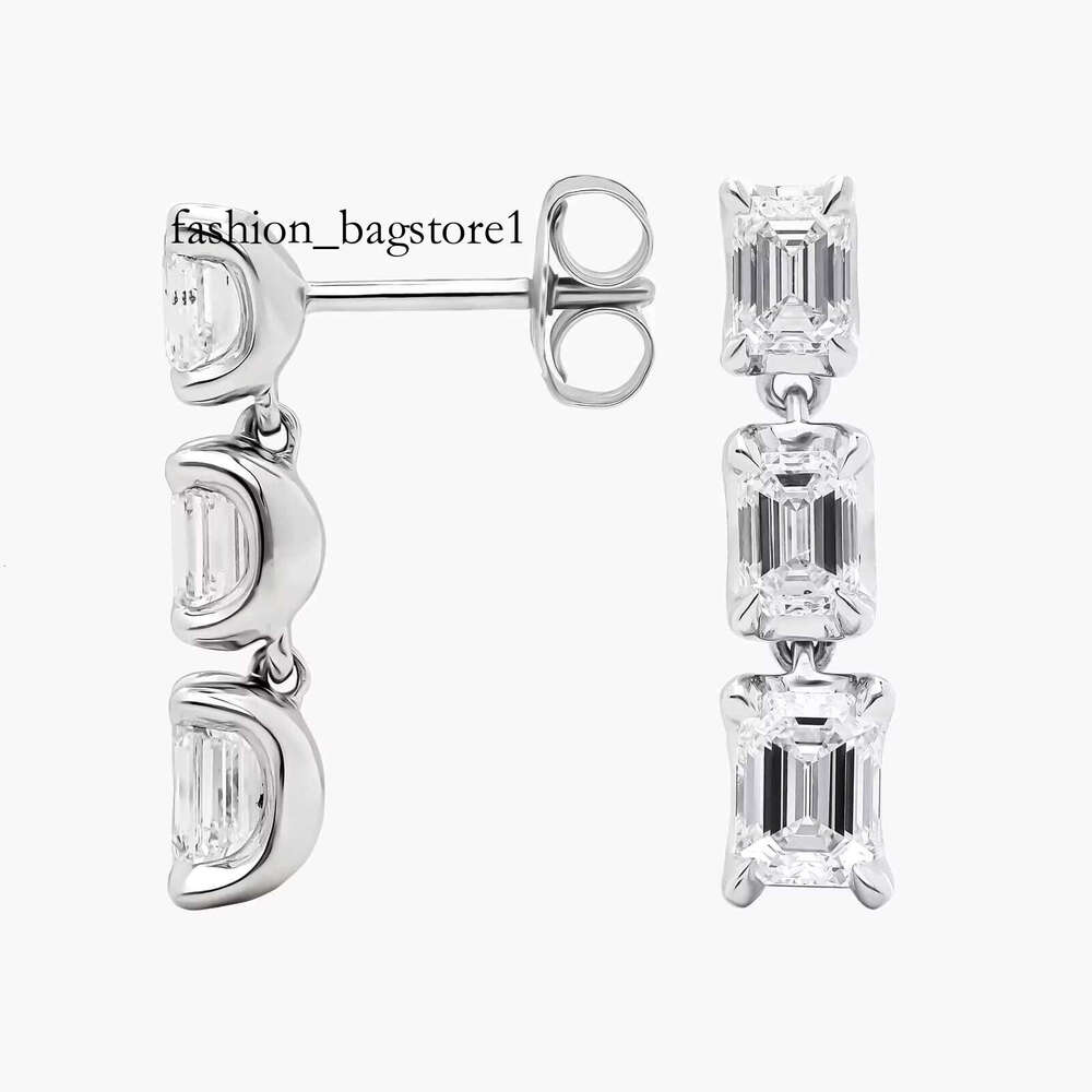 Elegant Sterling Round Moissanite Dangles Classic Sier Droop Earrings with