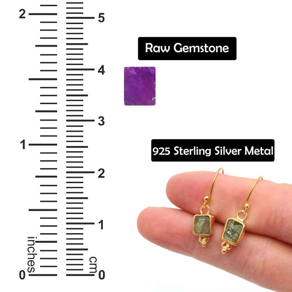 Wholesale Rough Rose Quartz Gemstone Earrings Fancy Collet Setting Gold Vermeil Sterling Sier Metal Moissanite Dia