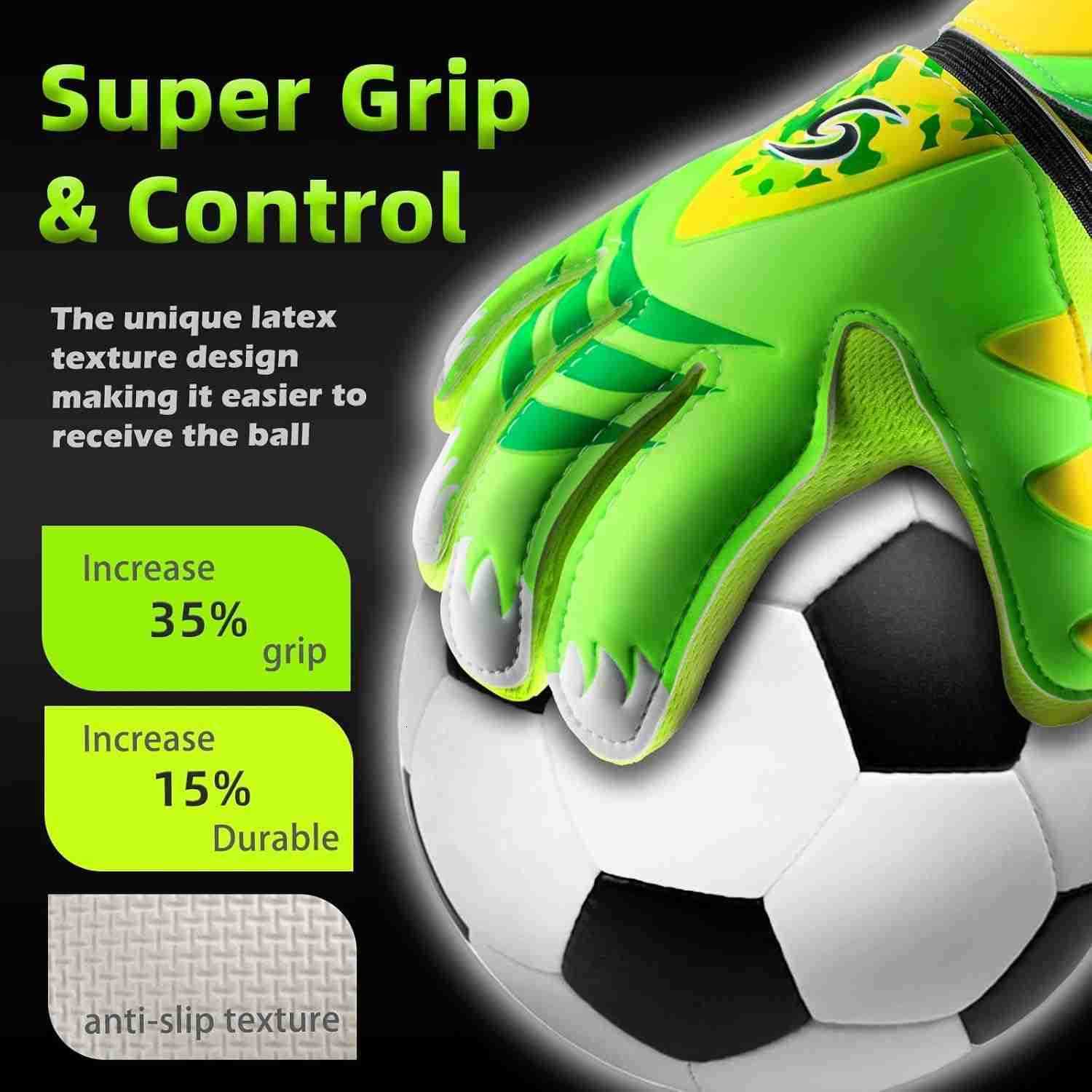 Sportout Goalkeeper Gloves Soccer Gloves with Double Wrist Protection and NonSlip Wear Resistant Latex Material to Give Protection to Prevent Injuries