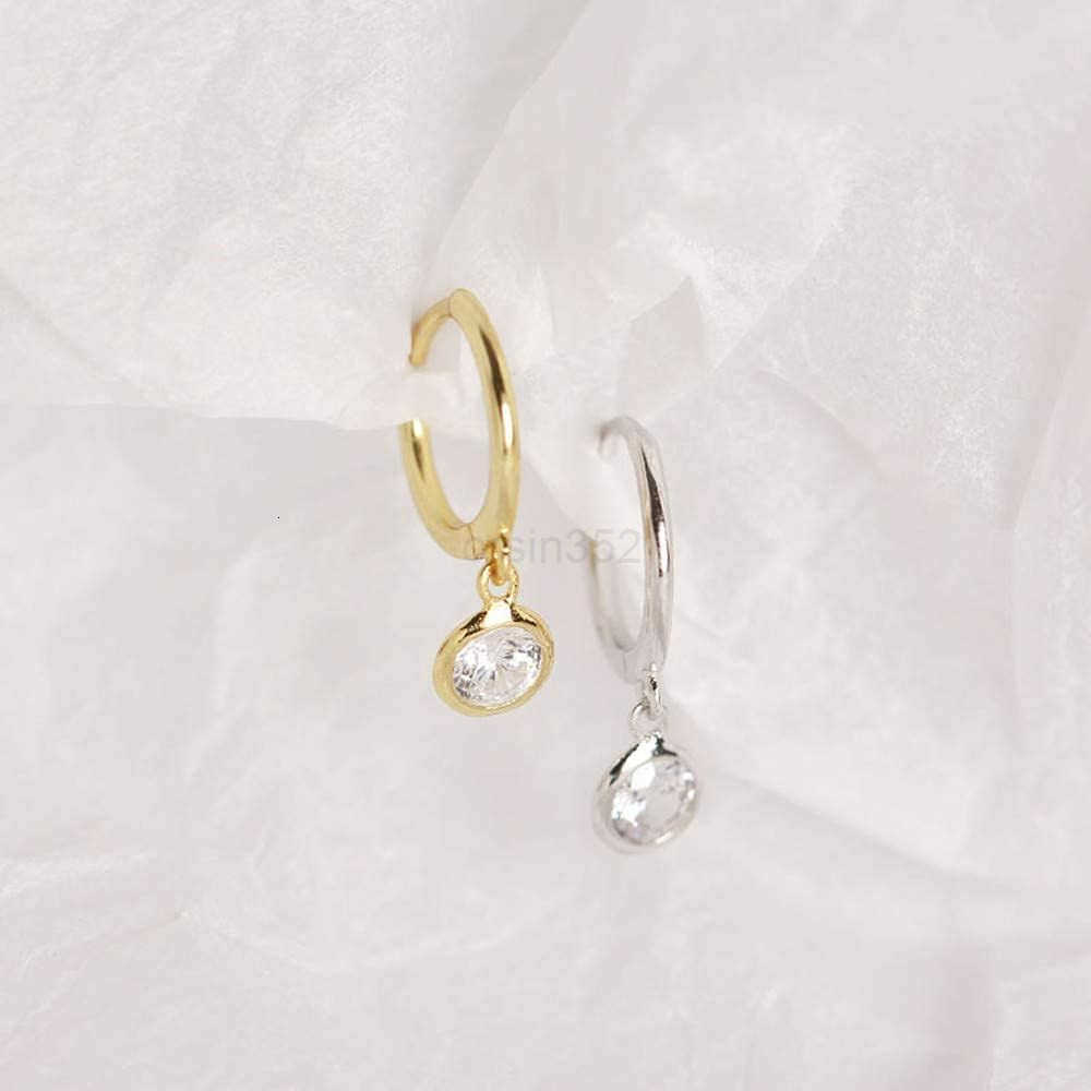 Hoop Earrings for Women Girls 925 Sterling Silver Charms Minimalist Tiny Round Cubic Zirconia Drop Dangling Cartilage Helix Tragus Diamond SolicateW25