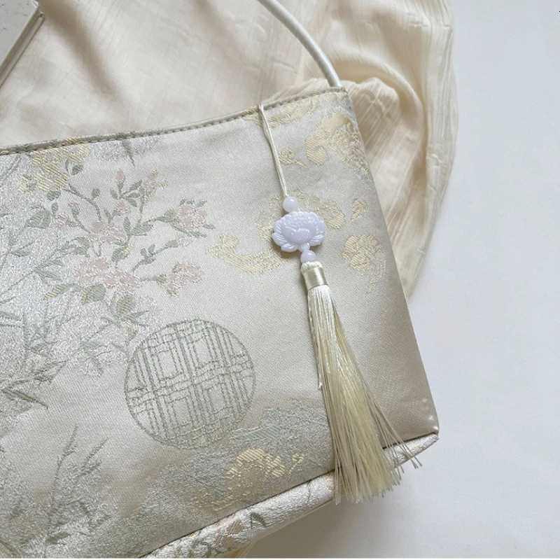 Printed Embroidery Shoulder Bag Large Capacity Handbag Hanfu Bucket Bag Floral Tote Bag New Chinese Style Handbag Outdoor W250911