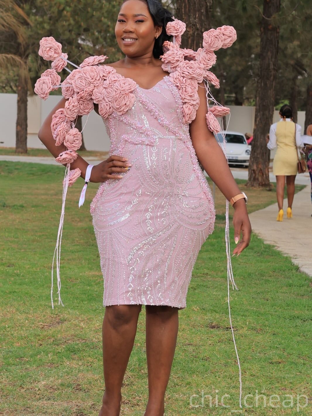 Pink Sheath Prom Dresses 2025 Flowers Beaded Sequined Sweetheart Evening Formal Party Second Birthday Engagement Gowns Plus Size Dress For Special Occ