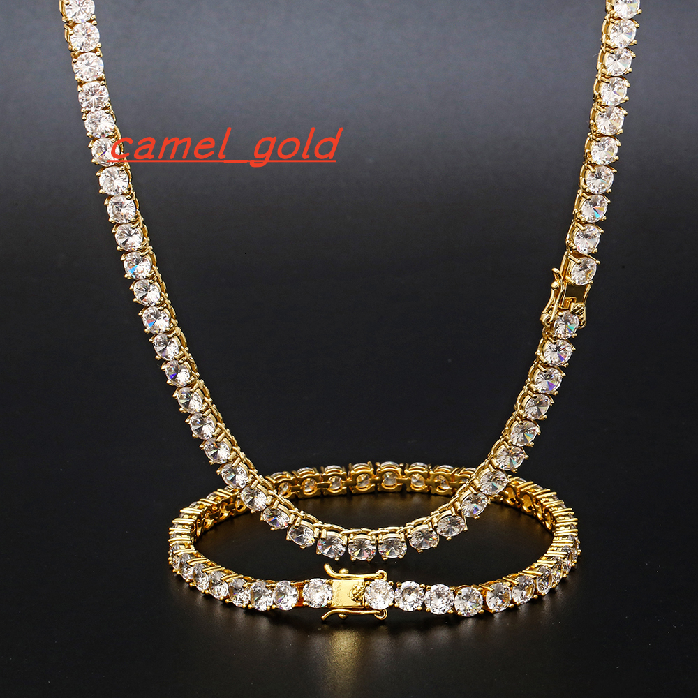 3mm 4mm 5mm Hip Hop 18K Gold Plated Iced Diamond Necklace Bling CZ Tennis Chain Necklace