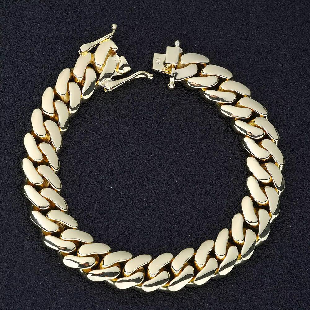 NUOYA Wholesale 10mm22mm Solid Cuban Chain Necklace 14K Gold Plated Heavy Miami Cuban Link Chain Hip Hop Men Fine Jewelry