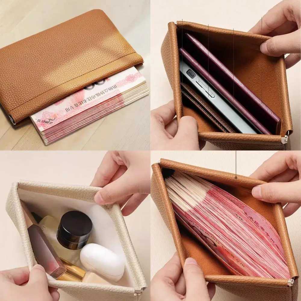 UltraThin Portable Storage Bags Large Capacity Phone Bag Simple Long Wallet SelfClosing Wallets Makeup Bag Data Cable Storage W250911