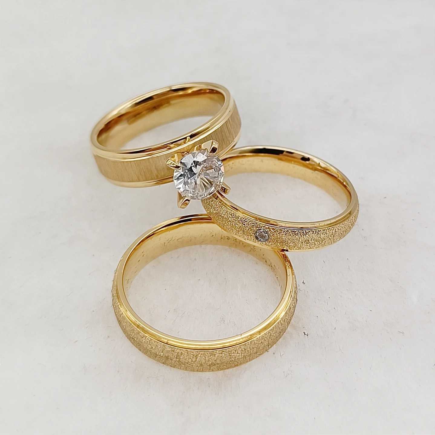 Brilliant Sparkling Cubic Zirconia Bridal Sets Promise Couple Wedding Engagement Rings For Men Women Titanium Love Bands Jewelry W250911