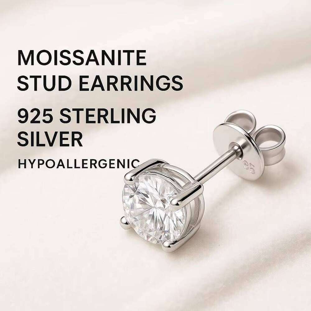 Classic Mossanite Dia Ear Stud 3-8mm 1ct 2ct 14K Gold Plated Sterling Sier VVS GRA Moissanite Earring for Women Men