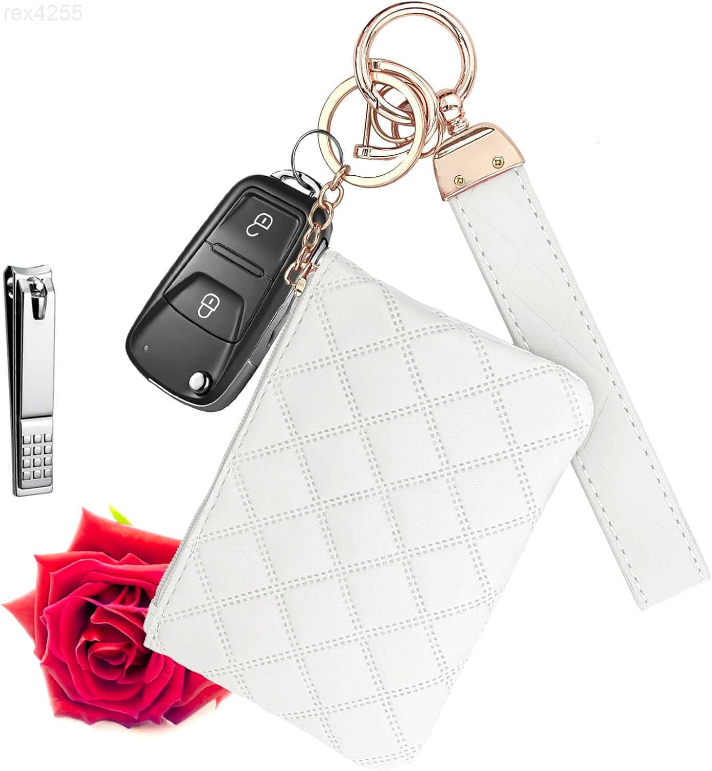 Keychain for Women Leather Wallet Bracelet Car Key Chain Mini Coin Purse Wrist Chain for WalletsW250911