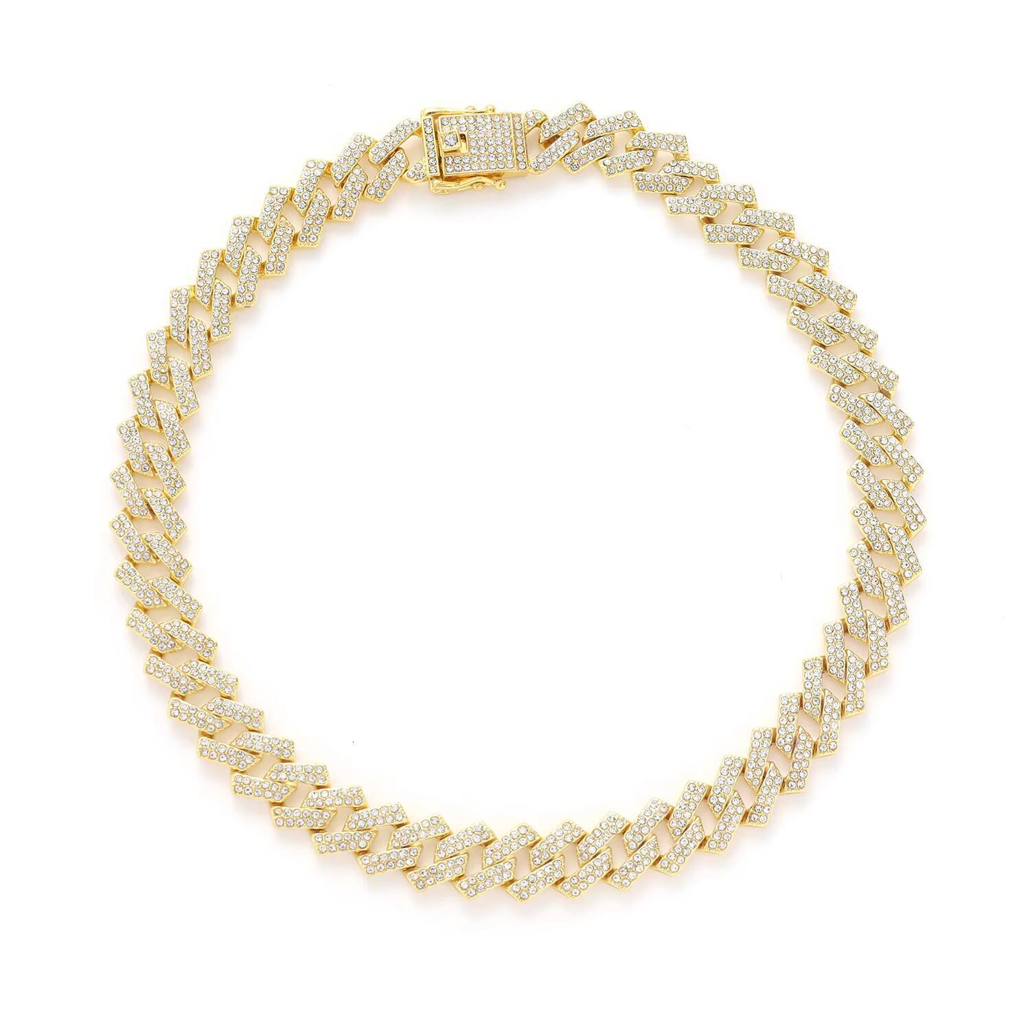 Wholesale 15mm Alloy Miami Cuban Link With Iced Out Bling Diamond Charm Choker