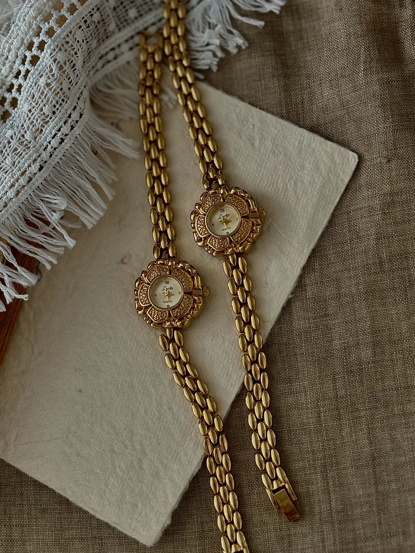 1 Piece of French Golden Retro Camellia Womens Watch Exquisite Elegant Personalized Fashionable Classy Suitable for Daily Wear Part250920