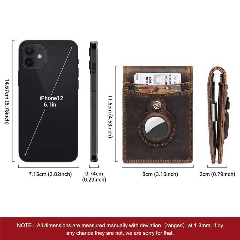 YKOSM Retro Luxury Genuine Leather Airtags Wallet RFID Blocking ID Credit Card Bag Business Men Cash Clip Antilost Card Holder W250911