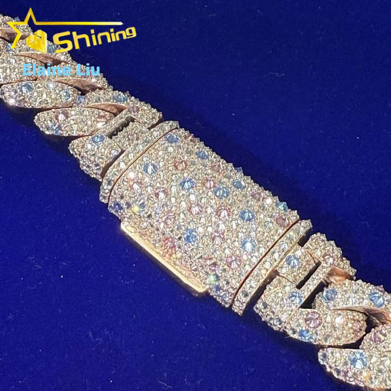 High Quality Hip Hop Iced Out Fine Jewelry Custom Diamond 18MM 925 Sterling Silver Moissanite Miami Cuban Link Chain Necklace