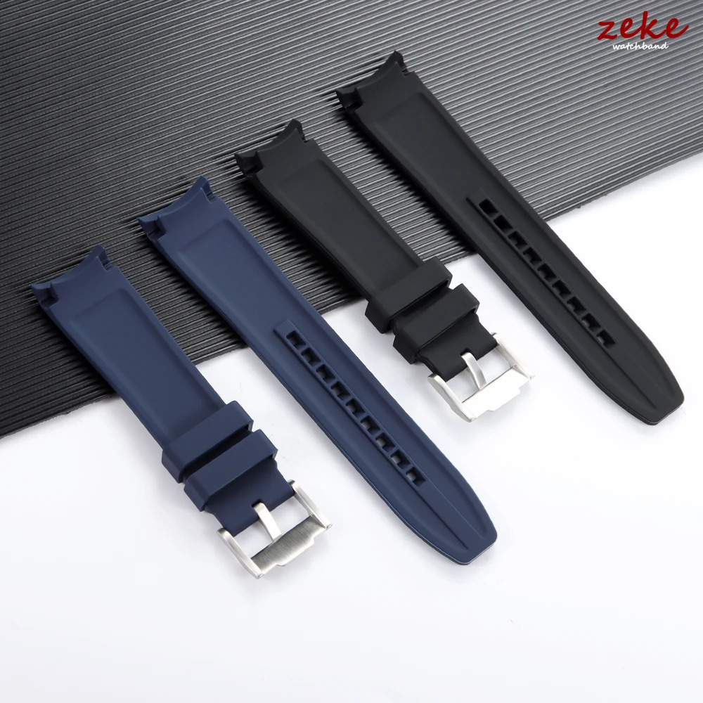High Quality Curved End Rubber Strap 20mm 22mm Silicone Watch Band for Moon Bracelet Waterproof Wristband 250910