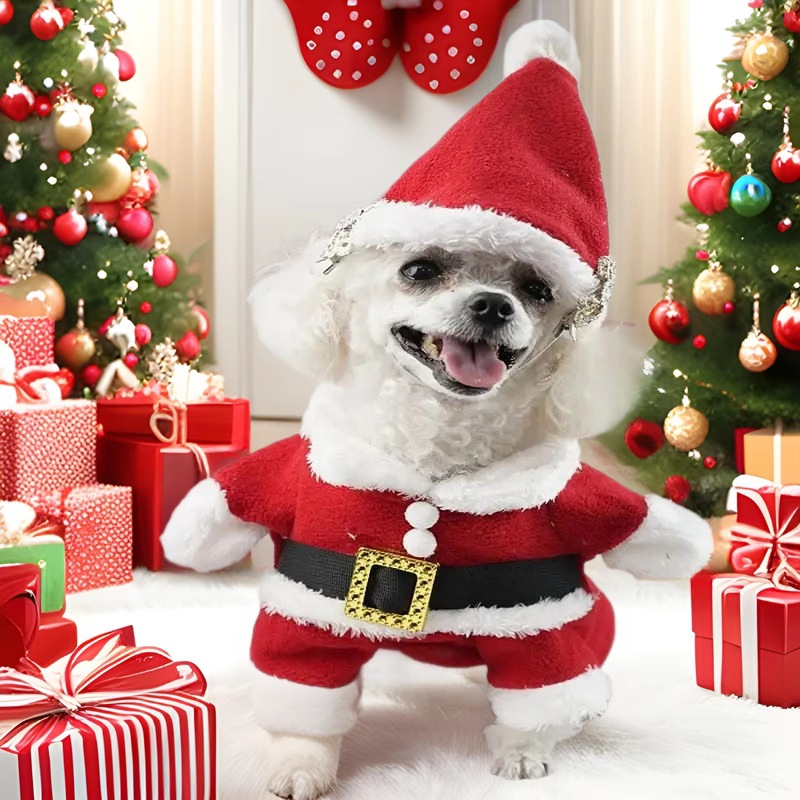 Christmas Clothes for Dogs Cats New Year Santa Claus Costume Puppy Cosplay Clothing Funny Pet Dress Up Suit Holiday Party Outfit E29
