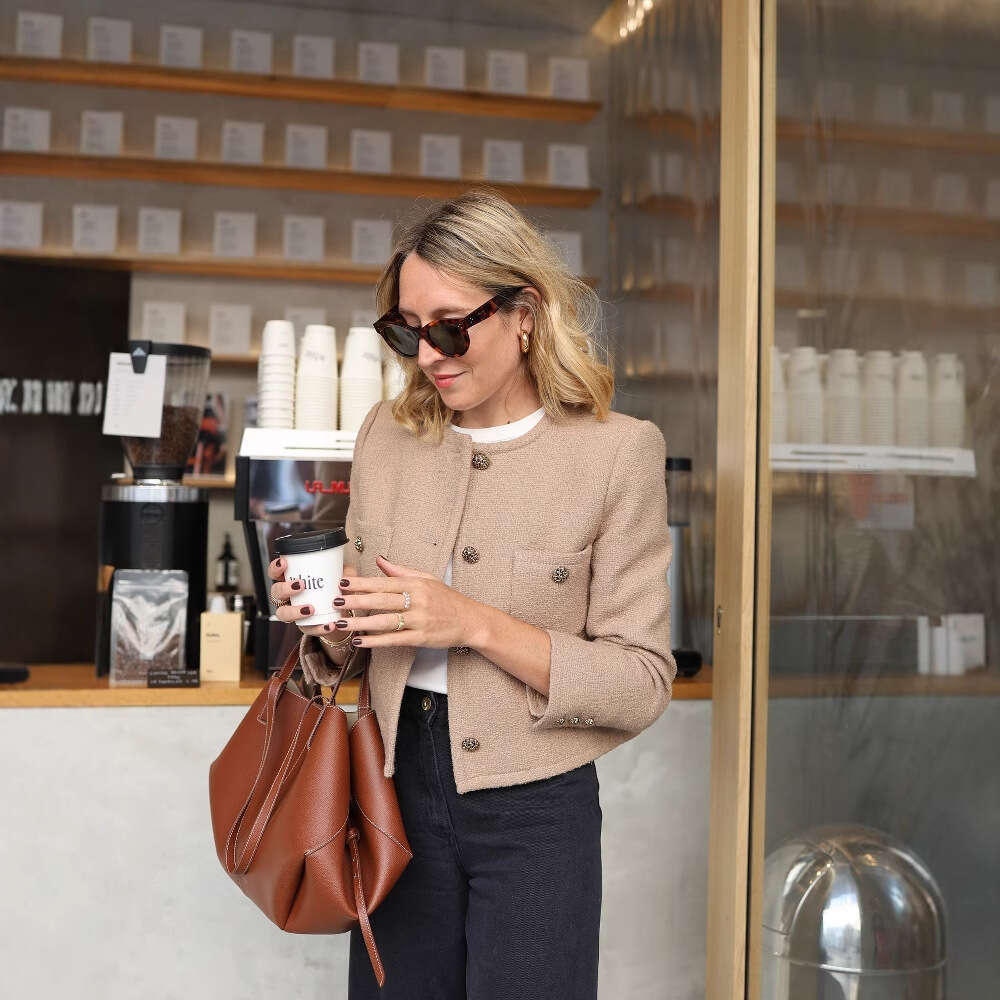 DHEssentials 2025 Fashion Simple Elegant High-end Round Neck Loose Chanel Style Solid Color Jacket