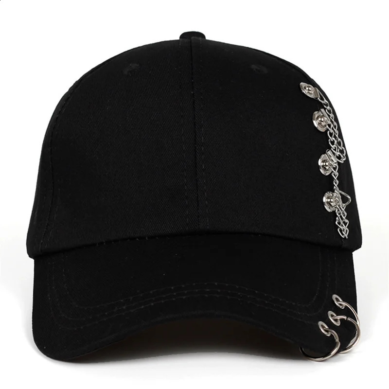 Baseball Cap With Circle Ring Hats For Women Men Unisex Hip Hop Black White Adjustable Solid Color Kpop Casual 250910