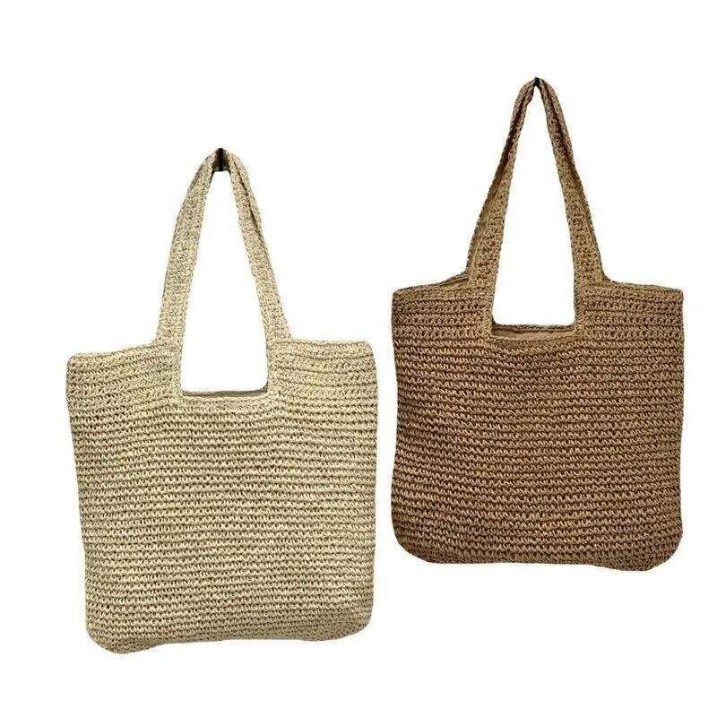 Handwoven Large Capaci St Vest Casual Beach Tote Bag Spring Summer Crossbody Basket Weave Soft Women's Handbag