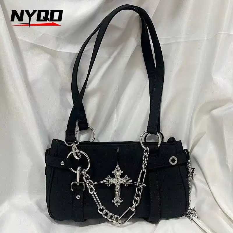 Vintage Spice Girls Y2k Women Handbags Punk Trendy Biker Chain Cross Shoulder Bag Ladies Underarm Tote Bag W250911