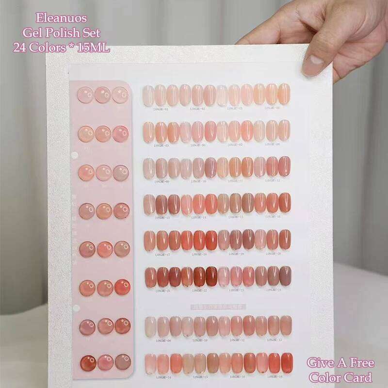 Eleanuos Pink Jelly Polishing 24Pcs Mixed Nude Lasting Translucent UV LED Whitening Salon Ice Skin Gel New Shining Kit